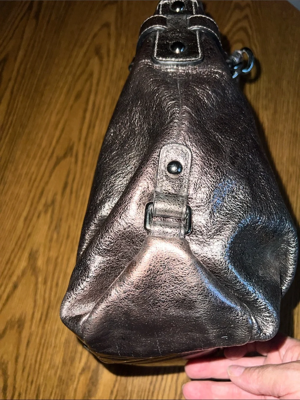 Coach Metallic Brooke Leather Pewter Hobo Bag